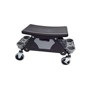 Challenger 4-Wheel Garage Mechanics Stool with Drawer - 66 x 32 x 37 cm | 2 Side Tool Trays | Heavy-Duty Lockable Swivel Wheels | Mobile Workshop Tool Organiser for Mechanics & DIY