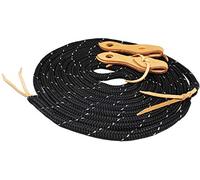 CHALLENGER Horse 5/8" x 22' Horse Training Nylon Braided Mecate Reins with Slobber Straps 607RT01BK
