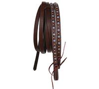 CHALLENGER Horse Western 7ft Brown Show Split Leather Reins Blue Rhinestones 66RT22RB