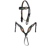 CHALLENGER Horse Western Dreamcatcher Daisy Tooled Headstall Bridle & Breast Collar Set 78FK10B