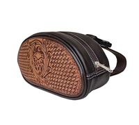 CHALLENGER Pebbled Brown Leather Hand-Tooled Saddle Pommel Bag 102QSA07