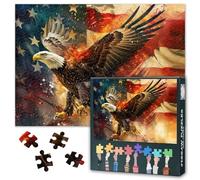 Challenging Adult Jigsaw Puzzle 1000 Pieces American Flag and Bald Eagle Puzzles for Adults Home Decoration American Flag and Eagle Jigsaw Puzzle as Gifts for Family Friends Party Games 27.5"X19.7"