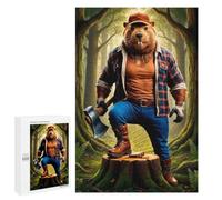 Challenging Anthropomorphic Beaver Lumberjack in Forest Jigsaw Puzzle for Adults, 1000 PCS, A Rewarding Pastime for Dedicated Jigsaw Fans, for Family Fun