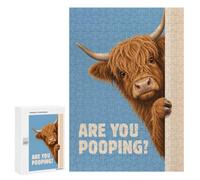 Challenging Are You Pooping Highland Cow Jigsaw Puzzle for Adults, 300 PCS, A Rewarding Pastime for Dedicated Jigsaw Fans, for Family Fun
