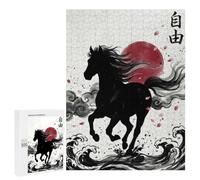 Challenging Black Horse Running Through Waves Jigsaw Puzzle for Adults, 500 PCS, An Absorbing Project for Relaxed Weekends, for Creative Downtime