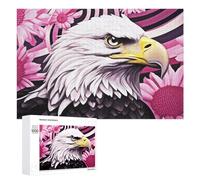 Challenging Bold Eagle Amidst Floral Chaos Jigsaw Puzzle for Adults, 1000 PCS, A Rewarding Pastime for Dedicated Jigsaw Fans, for Indoor Play
