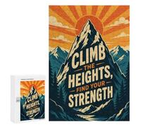 Challenging Climb The Heights, Find Your Strength Poster Jigsaw Puzzle for Adults, 300 PCS, A Rewarding Pastime for Dedicated Jigsaw Fans, for Family Fun