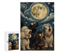 Challenging Dogs Howling at A Van Gogh-style Moon Jigsaw Puzzle for Adults, 300 PCS, A Rewarding Pastime for Dedicated Jigsaw Fans, for Indoor Play