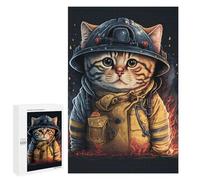 Challenging Firefighter Cat Hero Jigsaw Puzzle for Adults, 1000 PCS, A Creative Way to Unwind after A Busy Day, for Quiet Evenings