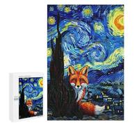 Challenging Fox in Starry Night Style Jigsaw Puzzle for Adults, 1000 PCS, A Satisfying Project for Experienced Puzzlers, for Cosy Nights