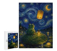 Challenging Frog And Firefly Under Starry Night Sky Jigsaw Puzzle for Adults, 500 PCS, An Absorbing Project for Relaxed Weekends, for Creative Downtime