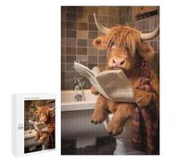Challenging Highland Cow on The Toilet Jigsaw Puzzle for Adults, 1000 PCS, A Satisfying Project for Experienced Puzzlers, at Home