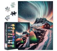 Challenging Intelligence Puzzle for Adults 1000 Pieces Aurora Jigsaw Puzzles for Home Decor Beautiful Village and Aurora Puzzles for Family Games Artwork Decor 27.5"X19.7"