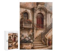 Challenging Italian Architecture with Flowers Painting Jigsaw Puzzle for Adults, 300 PCS, Versatile Leisure for Adults Who Enjoy Jigsaws, for Puzzle Fans