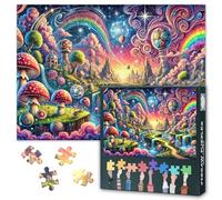 Challenging Jigsaw Puzzle Fantasy Mushroom World 1000 Pieces Mushroom Puzzles for Adults Home Decoration Small Hill Waterfall Jigsaw Puzzles for Family Gathering Boredom Relief Game 27.5"X19.7"