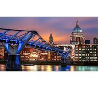Challenging Jigsaw Puzzles for Adults 500 Pieces St. Paul's Cathedral and Millennium Bridge at Night, South Bank, London, England, UK 52x38CM