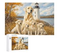 Challenging Labrador Family by The Lighthouse Jigsaw Puzzle for Adults, 1000 PCS, A Rewarding Pastime for Dedicated Jigsaw Fans, for Family Fun