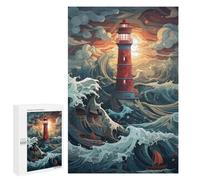 Challenging Lighthouse in The Storm Jigsaw Puzzle for Adults, 1000 PCS, Versatile Leisure for Adults Who Enjoy Jigsaws, for Family Fun
