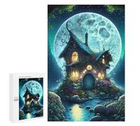 Challenging Moonlit Forest Cottage Jigsaw Puzzle for Adults, 1000 PCS, An Absorbing Project for Relaxed Weekends, for Creative Downtime