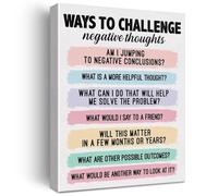 Challenging Negative Thoughts Mental Health Wall Art CBT Therapy Poster for Office Counselor Office Decor Therapy Room Psychology(Framed,12x18inch(30x45cm))