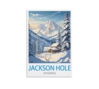 Challenging Puzzles，Jackson Hole Wyoming Poster Impossible Difficult Hard Fun 1000 Piece Jigsaw Puzzles for Adults 50x70CM