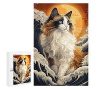 Challenging Ragdoll Cat in The Waves Jigsaw Puzzle for Adults, 1000 PCS, A Rewarding Pastime for Dedicated Jigsaw Fans, for Indoor Play