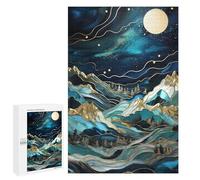 Challenging Starry Night Moonlit Peaks Jigsaw Puzzle for Adults, 1000 PCS, A Creative Way to Unwind after A Busy Day, for Family Nights