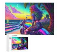 Challenging Sunset Motorcycle Journey Jigsaw Puzzle for Adults, 1000 PCS, A Rewarding Pastime for Dedicated Jigsaw Fans, for Family Nights