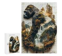 Challenging The Gorilla's Verdant Reign Jigsaw Puzzle for Adults, 300 PCS, A Rewarding Pastime for Dedicated Jigsaw Fans, for Family Nights