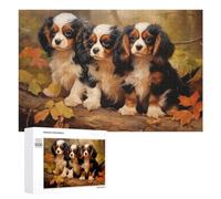 Challenging Three Cavalier King Charles Spaniels Jigsaw Puzzle for Adults, 1000 PCS, Versatile Leisure for Adults Who Enjoy Jigsaws, for Puzzle Fans