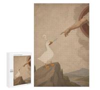 Challenging Untitled Goose Game Meets The Creation of Adam Jigsaw Puzzle for Adults, 1000 PCS, An Absorbing Project for Relaxed Weekends, for Creative Downtime