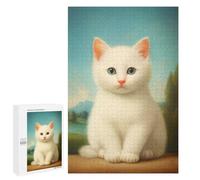 Challenging White Fluffy Kitten Jigsaw Puzzle for Adults, 1000 PCS, A Creative Way to Unwind after A Busy Day, for Indoor Play