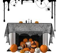 cHalloween Table Runner Spiderweb Black Lace, Coat Scarf for Cheminée or Table, Mariage Gothic et Decoration de fête pour le dîner du bar de restauration ou la pièce maîtresse de festival, 17.72x