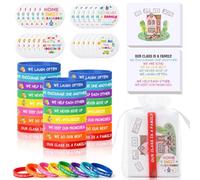 Chalyna 24 Sets Back to School Gifts for Student Include First Day of School Silicone Bracelet with Organza Bag, Our Class Is a Family Greeting Card and Badge for 1st Day of Classroom(Fifth Grade)