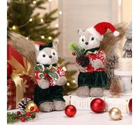 Chalyna 9.5 Inch Christmas Sisal Fox Tabletop Decorations, Fox Figurine for Home Decor Woodland Animals Rustic Xmas Ornament with Holiday Accents for Table Office Indoor Forest Mantle Decor Xmas Gifts