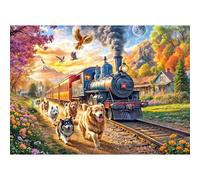 Chalzidar Jigsaw Puzzles for Adults 1000 Pieces, Interlock Perfectly No Dust, Impossible Difficult Hard Fun 1000 Piece Jigsaw Puzzles for Adults-1:1 Poster-Happy Train