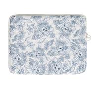 CHAMAIR 11 Inch Laptop Sleeve Patterned Floral Laptop Case Cute Laptop Sleeve Puffy Quilted Laptop Sleeve Womens Aesthetic Macbook Case (A02 Dark Blue Floral 11inch)
