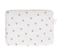 CHAMAIR Patterned Floral Laptop Sleeve - Puffy Quilted 13 Inch Macbook Case for Women - Aesthetic Cherry Design (12''-13'')