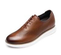 CHAMARIPA Elevator Shoes for Men | Invisible Height Increase Oxford Shoes | Built-in System Adds 2.76 Inches/7cm | Smart Casual Business Leather Shoes | Brown