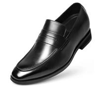 CHAMARIPA Elevator Shoes for Men | Invisible Height Increase Slip-On Loafers | Built-in System Adds 2.76 Inches/7cm | Smart Casual & Office Shoes | Calfskin Leather in Black | UK 10