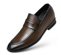 CHAMARIPA Elevator Shoes for Men | Invisible Height Increase Slip-On Loafers | Built-in System Adds 2.76 Inches/7cm | Smart Casual & Office Shoes | Calfskin Leather in Brown | UK 7