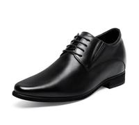 CHAMARIPA Height Increasing Shoes Mens Black Leather Oxford Smart Dress Elevator Shoes for Business, 3.15 inches Taller - H62D11K011D 7 UK