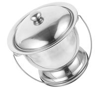 Chamber Pot Bedpan Portable Stainless Steel Silver with Lid | Reusable Metal Bucket, Easy to Carry for Home and Travel, Convenient to Clean, Suitable for Adults and Elderly