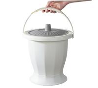 Chamber Pot with Lid and Handle Heavy Duty Bed Pan Nonslip PP Urinal Bottle with Detachable Base Washable Reusable Portable Toilet for Kids Adults White + Grey