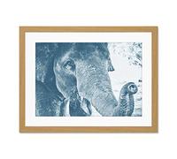 Chambon Elephant Close-up Trunk Blue Large Art Print Poster Wall Decor 18x24 inch Supplied Ready To Hang With Included Mount Brackets