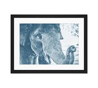 Chambon Elephant Close-up Trunk Blue Large Art Print Poster Wall Decor 18x24 inch Supplied Ready To Hang With Included Mount Brackets