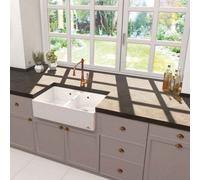 Chambord 2-Bowl Ceramic Kitchen Sink 795X500mm - Gloss White, Overflow, 1 Tap Hole (Undrilled)