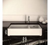 Chambord Henri Iii 1.5 Bowl Gloss White Ceramic Inset Kitchen Sink With 2 X 90mm Basket Wastes