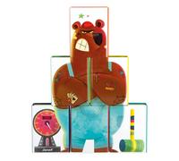 Janod - Applepop Tin Can Alley - Game of Skill - 6 Metal Tins + 2 Foam Balls - Outdoor Game - Develops Dexterity & Concentration - 3 Years +, J03359