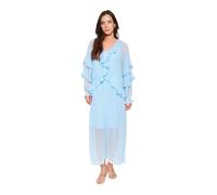 Chambray Blue Dress with Ruffles - female - Saint Tropez - Maxi Dresses - Blue - M - Dresses M